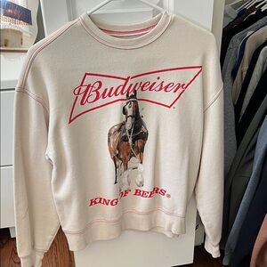 Budweiser White Sweatshirt with Red Logo